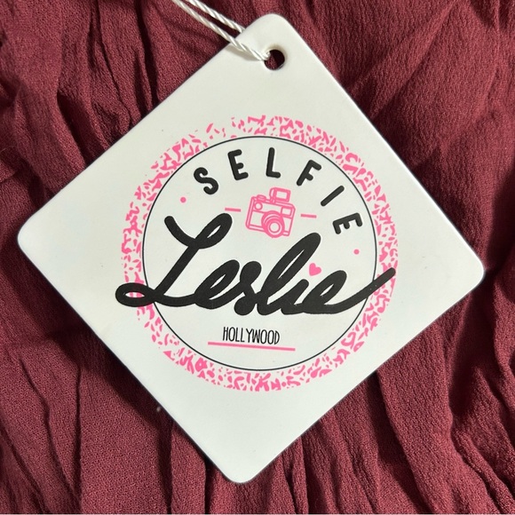 Selfie Leslie Greta Tiered Ruffle Chifon Dress Wine Mini Size XS Extra Small NWT - Picture 8 of 8